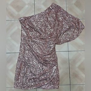 Fashion Nova Ella Sequin Mini Dress - Rose Gold
